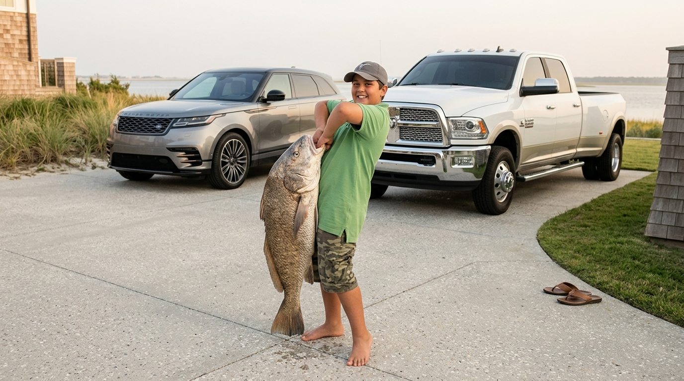 Guest with Fresh Speckled Trout Caught Under Pier-Mounted 500W Green Lights (Resort Guests Only)