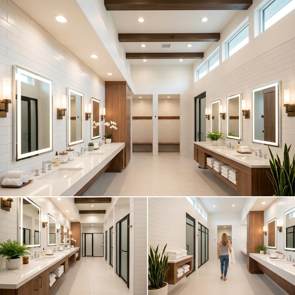 Spotless Private Shower Suite with Tiled Walk-In & Modern Vanity